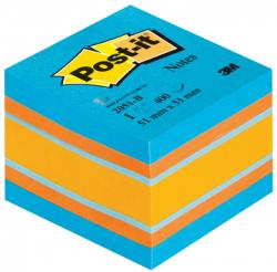 Post-it® Mini kubussen 51x51 mm ass. kleuren blauw/oranje 